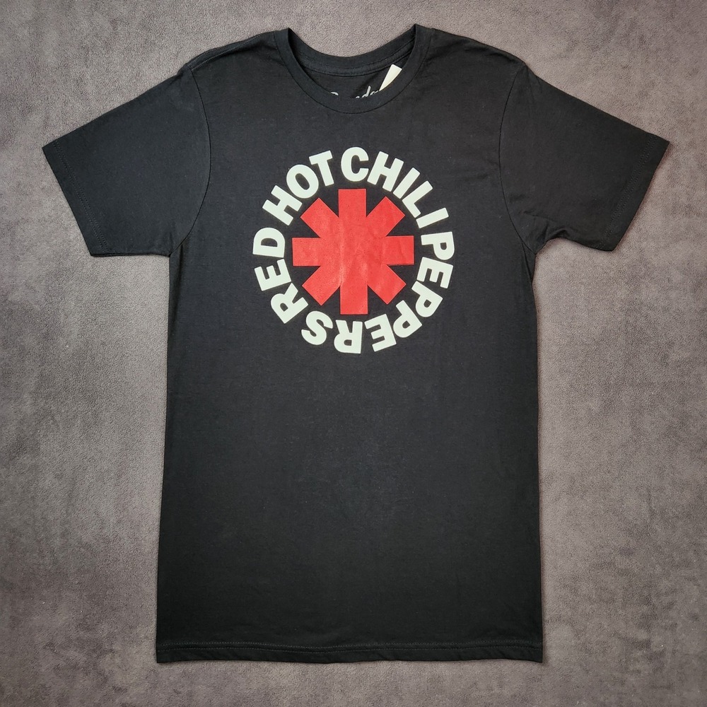 Red Hot Chili Peppers Shirt Mens Medium Black Graphic Logo Band Tee Music Rock‎